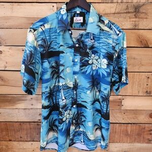 Men's Enow short sleeve button down Hawaiian print shirt size L
